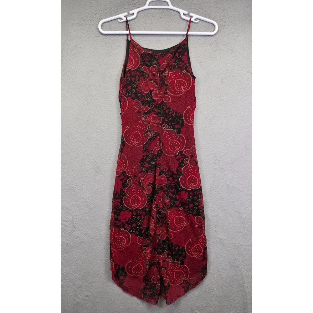 Y2K Vintage Rampage Dress Women M Red Black Asymmetrical Whimsigoth Fairy Floral - Picture 4 of 16
